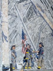 098 MS... 911 mosaic.. firefighters raising Flag at World Trade center mosaic