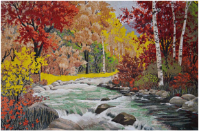 Mountain and river landscape mosaic