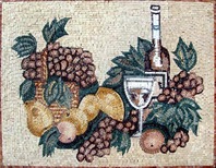 WINE ART WITH GRAPES MOSAIC MURAL