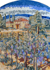 Italian Tuscan vineyard Mosaic mural with arch
