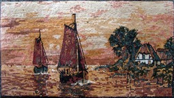 boats and water landscapes mosaic murals