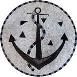 Navy /Grey  Nautical anchor medallion mosaic, nauticaL MOSAIC