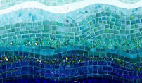 Abstract Turquoise  glass wave mosaic