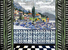 Through a window Tuscan or mediterranean  mosaic