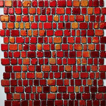 cherry colored glass mosaic 12x12