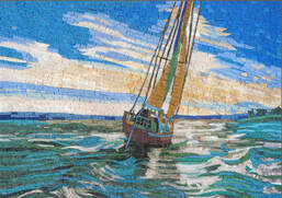 Sailboat and ocean mosaic