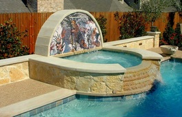 mosaic on water feature wall installation