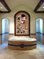 The Kiss by Klimpt mosaic bath installation