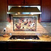 Rooster barnyard ,\mosaic mural for kitchen backsplash