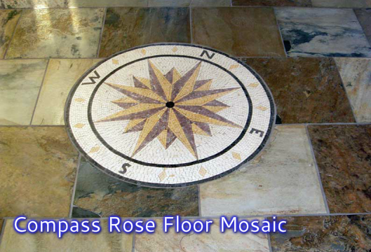 Voyager Compass Mosaic Medallion Slate Quarry Tile Flooring Wall Backsplash RBRL 
