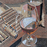 Cigars and glass of wine mosaic
