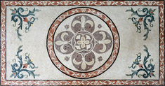 Mosaic rug with fleur d lis