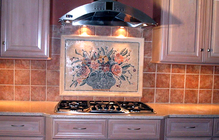 floral mosaic kitchen backsplash installation
