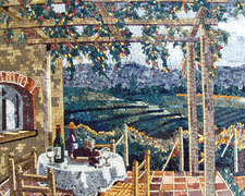 Tuscan pergola with wine mosaic