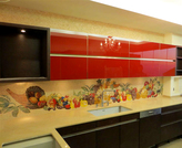 Fruit Mosaic kitchen backsplash installation