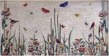 Floral garden mosaic with butterflies