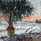 Tropical , palm trees , beach mosaic