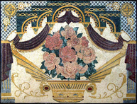 FLORAL AND SCROLLWORK MOSAIC MURAL