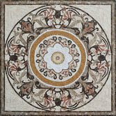 floral pattern and geometric mosaic