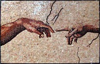 HANDS FROM THE CREATION OF GOD MOSAIC MURAL