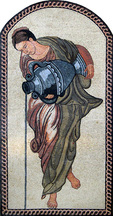 woman pouring water from urn mosaic
