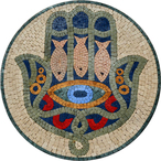 Hamsa hand mosaic medallion