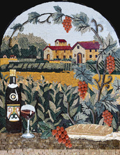  Tuscan vineyard with wine art mosaic