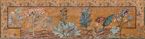 Entryway  mosaic with flowers and leaves