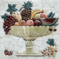 3 Dimensional fruit bowl  mosaic mural