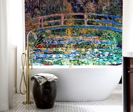 Monet  Giverney GLASS  mosaic bathroom wall installation