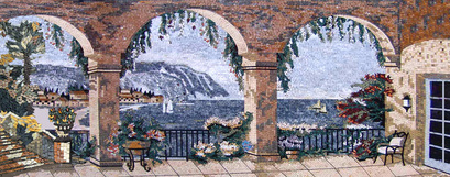 Panoramic courtyard mediterranean  mosaic 