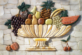 mosaic  3 Dimensional fruit bowl mosaic mural