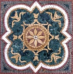 Mosaic with scrolls