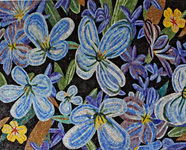 Glass flower garden mosaic