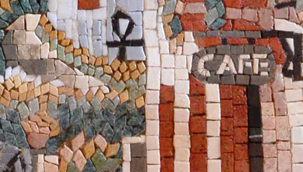 A closeup example of our hand cut stone mosaic 