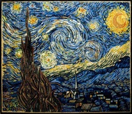 Mosaic Mural  VAN GOGH NIGHT SKY WITH CYPRESS TREE .. Starry night mosaic by van Gogh