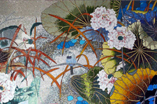 Glass mosaic floral garden