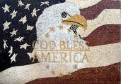God Bless America Eagle and American Flag Mosaic mural .. any size