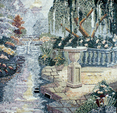 Courtyard with fountain mosaic