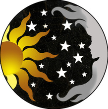 AT  Moon Sun Stars mosaic medallion