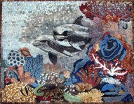 DOLPHIN MOSAIC WITH ROCKS AND CORAL