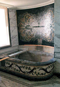 Mosaic bathroom installation..scroll work