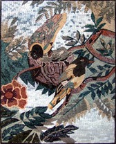 Birds in tree mosaic