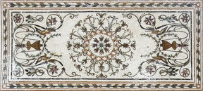 floral and scroll work mosaic mural
