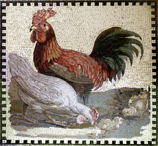 Rooster and chicks  mosaic mural