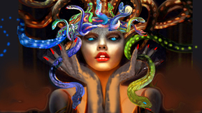 Medusa and Snakes glass  mosaic