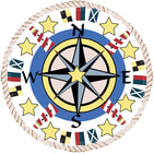  Compass Rose, lighthouse, flags and stars Marina mosaic