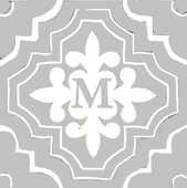 Scroll work monogram mosaic  grey / white