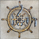 Maritime  Nautical ships wheel mosaic mural