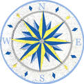 grey blue yellow Compass rose medallion mosaic